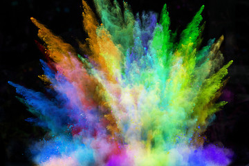 Naklejka na ściany i meble launched colorful powder over black