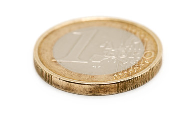 One euro coin on white