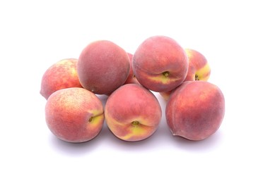 Ripe peach fruit isolated on white background