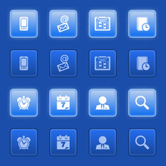 Icons for web on blue buttons.