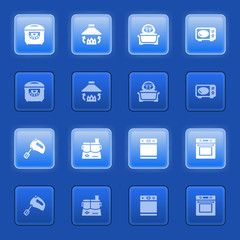 Icons for web on blue buttons.