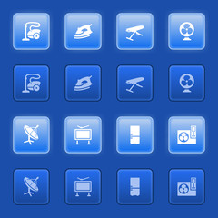 Icons for web on blue buttons.