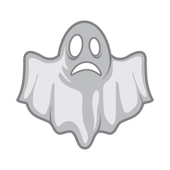 Halloween cartoon ghost isolated on white.
