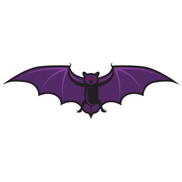 Halloween cartoon bat isolated on white.