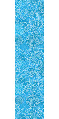 Vector blue field floral texture vertical border seamless