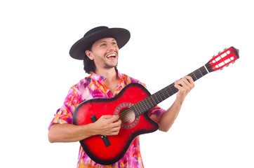 Man wearing sombrero with guitar
