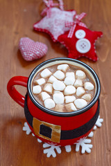 Santa belt mugs with hot chocolate and marshmallows