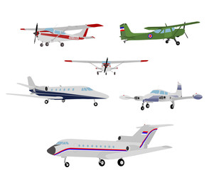 airplanes illustration - vector - obrazy, fototapety, plakaty