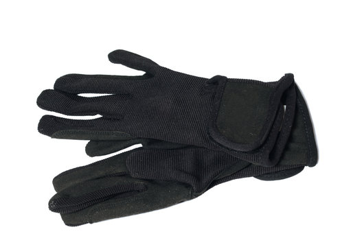 Black Economy Gloves For Riding  Isolated On White