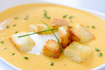 Close up to pumpkin soup