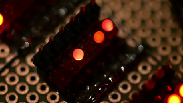 Blinking LEDs on a test PCB