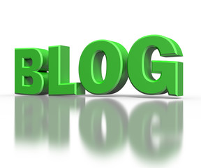 3d text blog, isolated with reflection