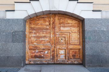 Unpainted textured wooden gate