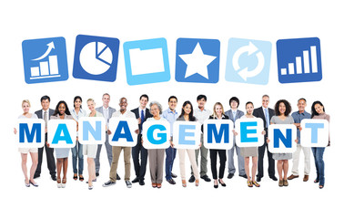 Business People Holding Word Management