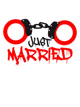 Just married Handschellen Gefangen lustig