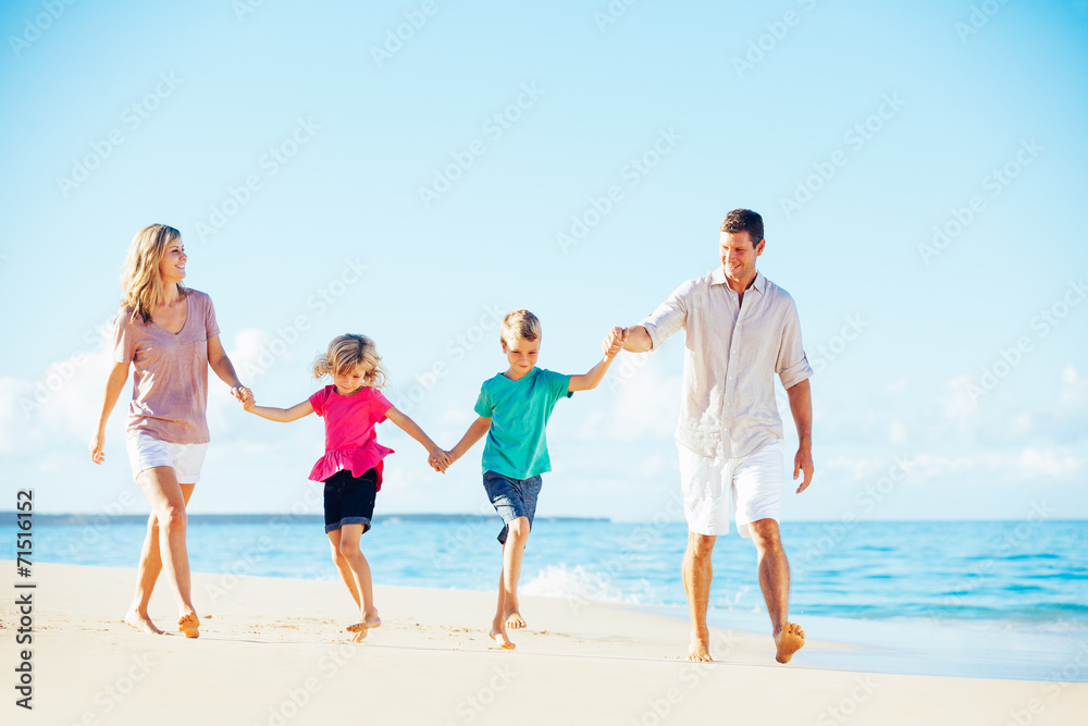 Wall mural family on the beach