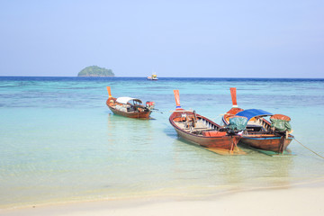 Naklejka na ściany i meble Longtail boat for visit beautiful beach of Koh Lipe, Thailand