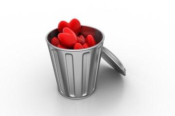 Fototapeta na wymiar heart in recycle bin