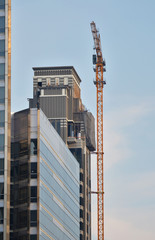 Fototapeta na wymiar Construction cranes and building