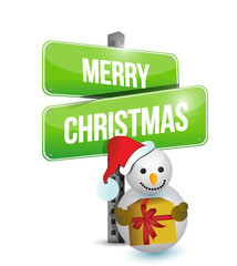 Merry Christmas snowman sign illustration design