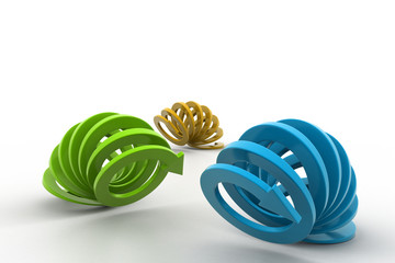 Spiral and curved arrows