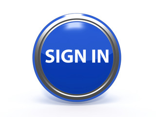 sign in circular icon on white background