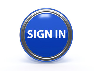 sign in circular icon on white background