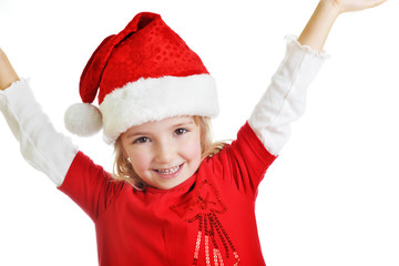 girl in santa cap
