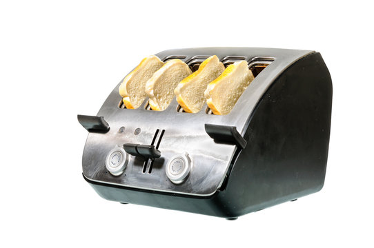 Common chrome toaster with bread