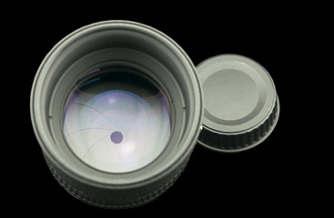 the diaphragm of a camera lens aperture.