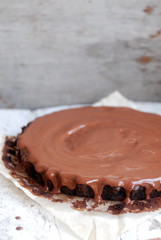 Chocolate cake, selective focus
