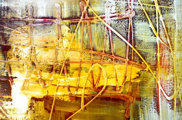 Foto op Aluminium Farben Malerei abstrakt Struktur gelb © artefacti