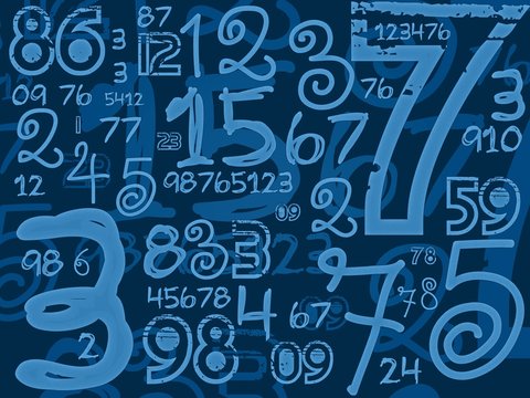 blue handmade numbers math background