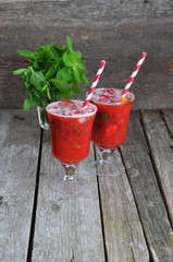 Strawberry lemonade, selective focus
