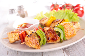 grilled meat and vegetables