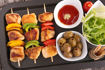 grilled meat with vegetables