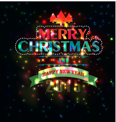 year 2015 made of colored neon effect