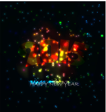 year 2015 made of colored neon effect