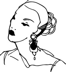 sketch of a girl with beautiful earrings
