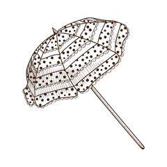 Sun umbrella isolated on white.