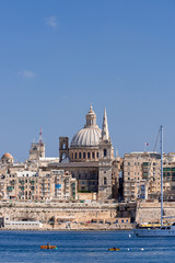 Fototapeta na wymiar Valletta Skyline with dome at background