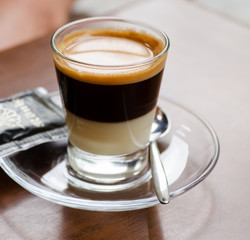 Candid shot of espresso in glass