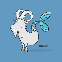 funny zodiac sign capricorn vector illustration