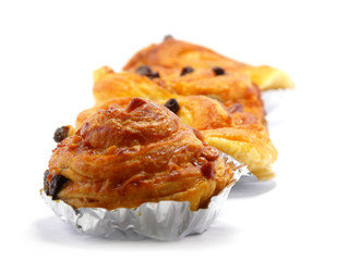 raisin danish pastry  isolated on white background