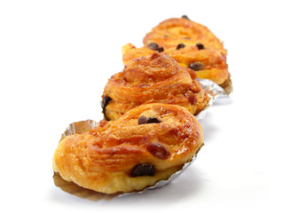display of raisin brioche sweet danish pastries