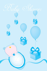 invitation card for baby boy shower vector illustration