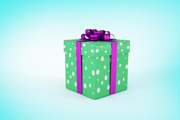 Composite image of purple and green gift box