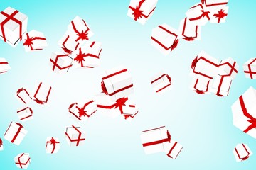 Composite image of white and red christmas presents