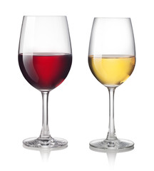 Glass of red and white wine