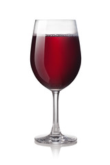 Glass of red wine isolated on a white background